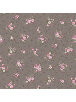 Stof Fabrics Juliet Roses - Bouquets - Grey - Coupon - 95 cm x 110 cm