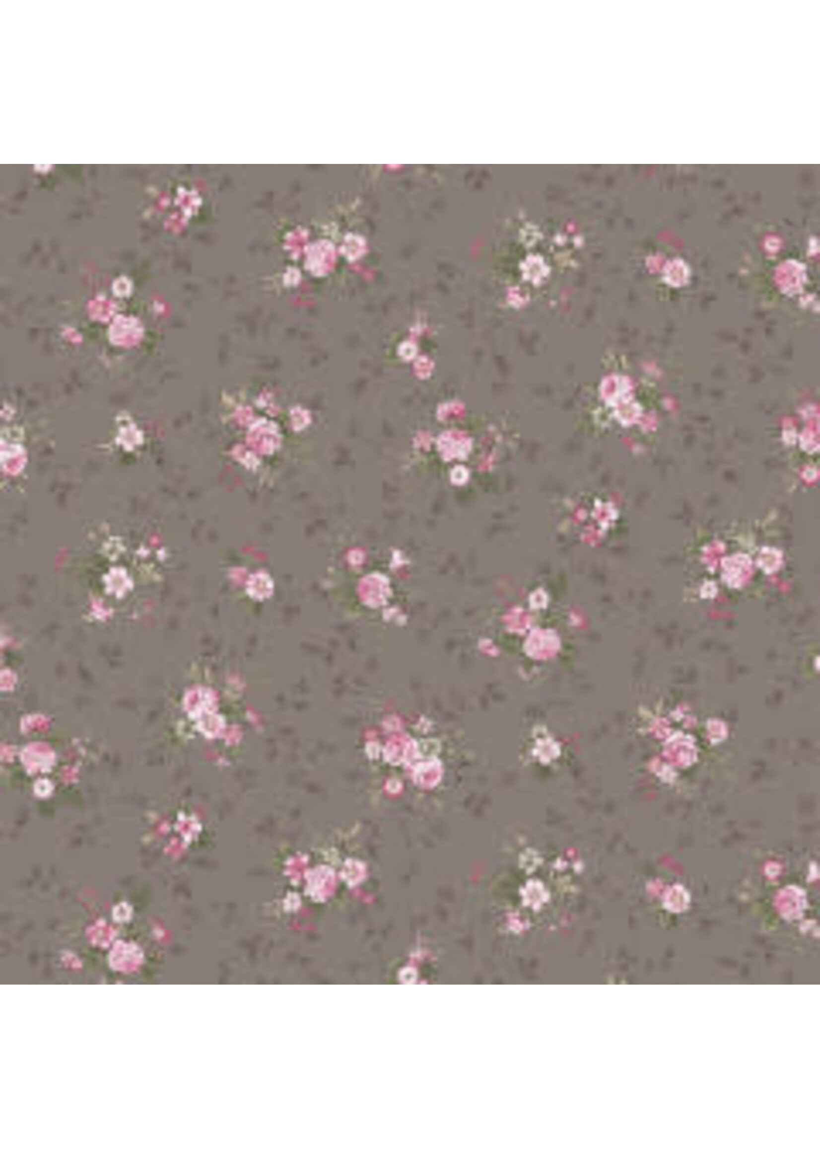 Stof Fabrics Juliet Roses - Bouquets - Grey - Coupon - 95 cm x 110 cm