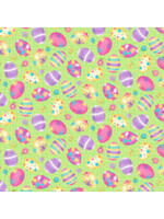 Henry Glass Fabrics Hoppy Easter Gnomies - Easter Egg Toss - Green - Coupon - 65 cm x 110 cm