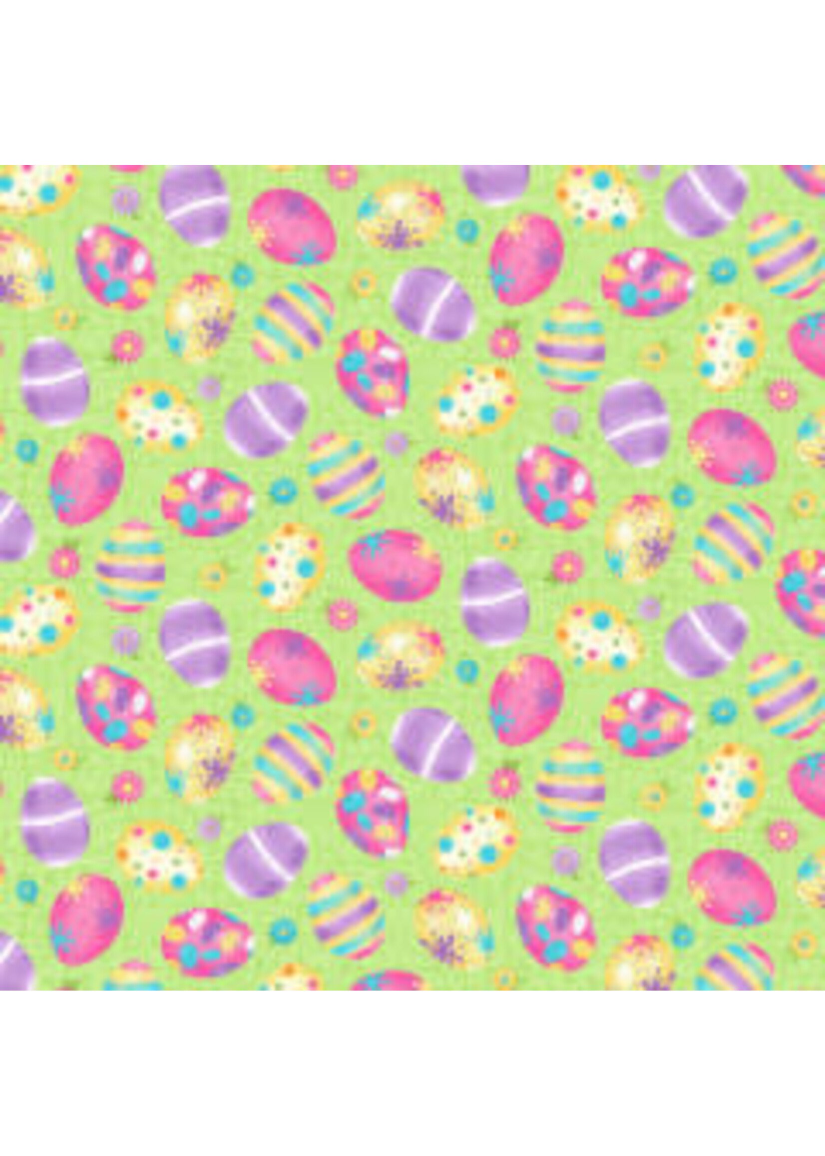 Henry Glass Fabrics Hoppy Easter Gnomies - Easter Egg Toss - Green - Coupon - 65 cm x 110 cm