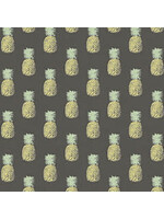 Makower Fern Garden - Pineapple - Grey - Coupon - 100 cm x 110 cm