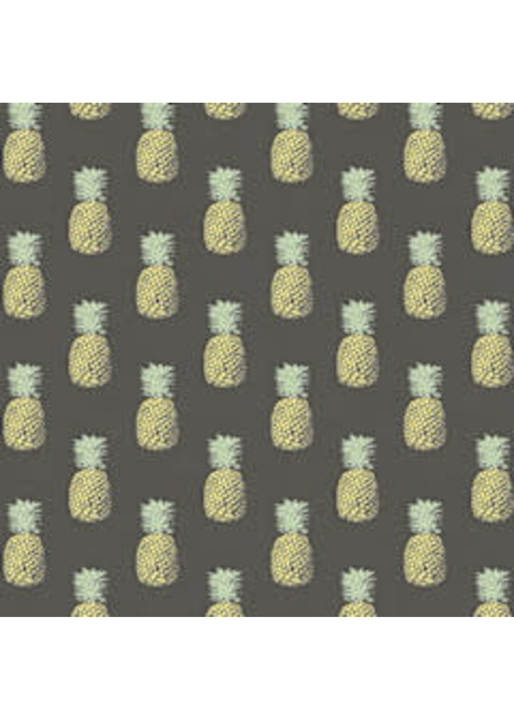 Makower Fern Garden - Pineapple - Grey - Coupon - 100 cm x 110 cm