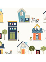 Maywood Studio Make Yourself at Home - Town on White - Coupon - 80 cm x 110 cm