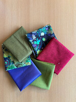 Hoffman Fabrics Stofpakket - Whimsical Flower Garden - Lime - 6 Long Eights