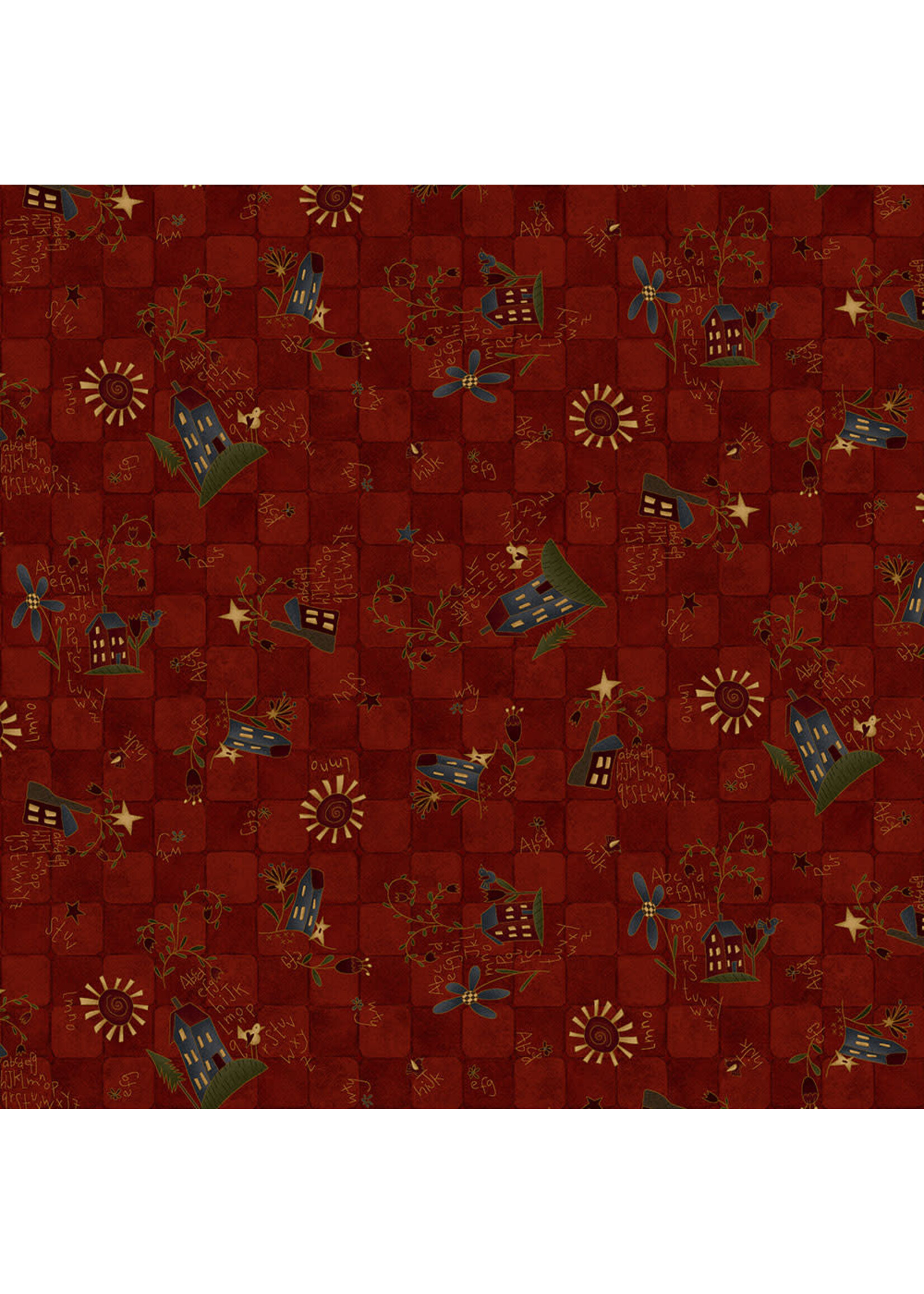 Henry Glass Fabrics Home Is Best - Tossed House - Red