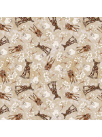 Henry Glass Fabrics Little Ones - Doe & Bunny Toss - Beige - 4707-337