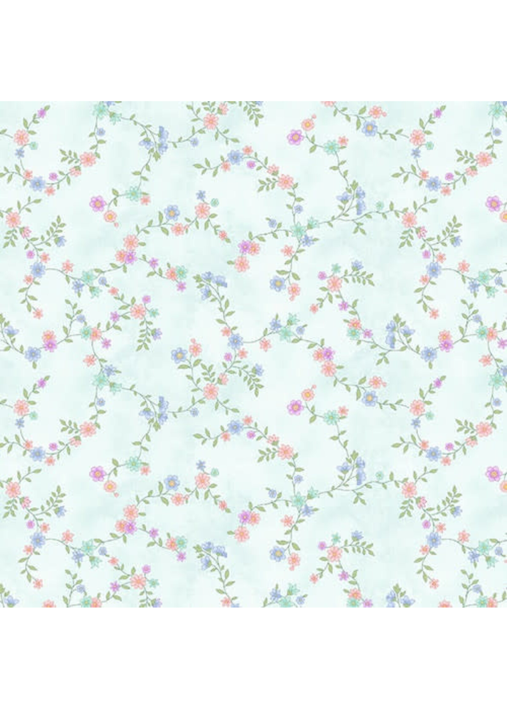 Henry Glass Fabrics Dorothy Jean s Flower Garden - Trailing Vines - Blue - 677