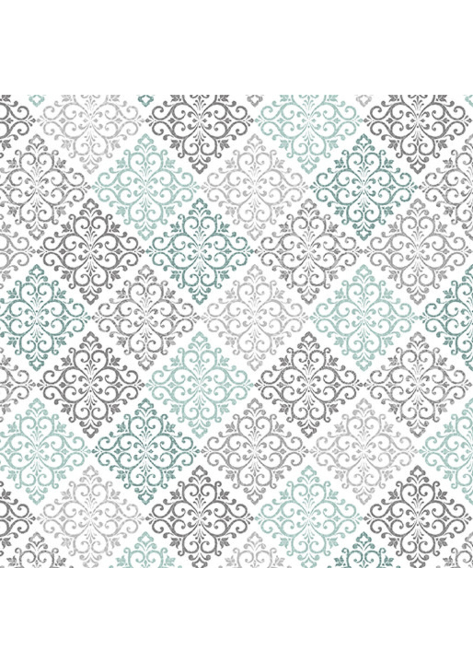 Benartex Studio Words To Quilt By - Medaillon - Gray Teal