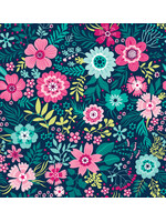 Benartex Studio Secret Garden 108 - Wallflowers - Navy - 93W11