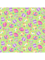 Henry Glass Fabrics Hoppy Easter Gnomies - Easter Egg Toss - Green