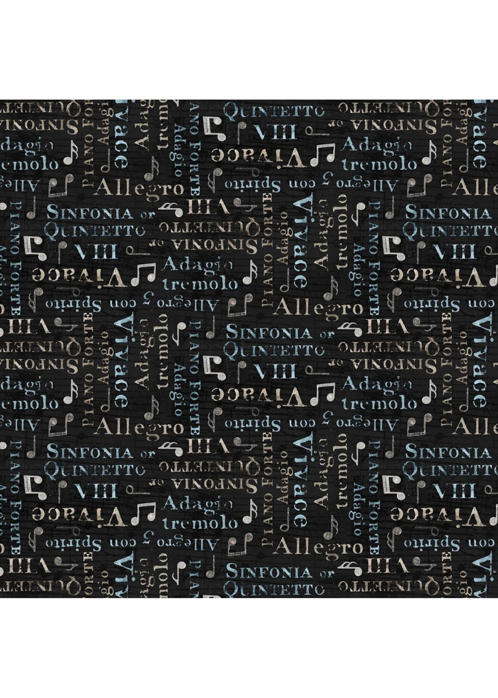 Wilmington Prints Interlude - Words Allover - Black