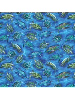 Benartex Studio Oceana - Sea Turtle - Ultra Blue