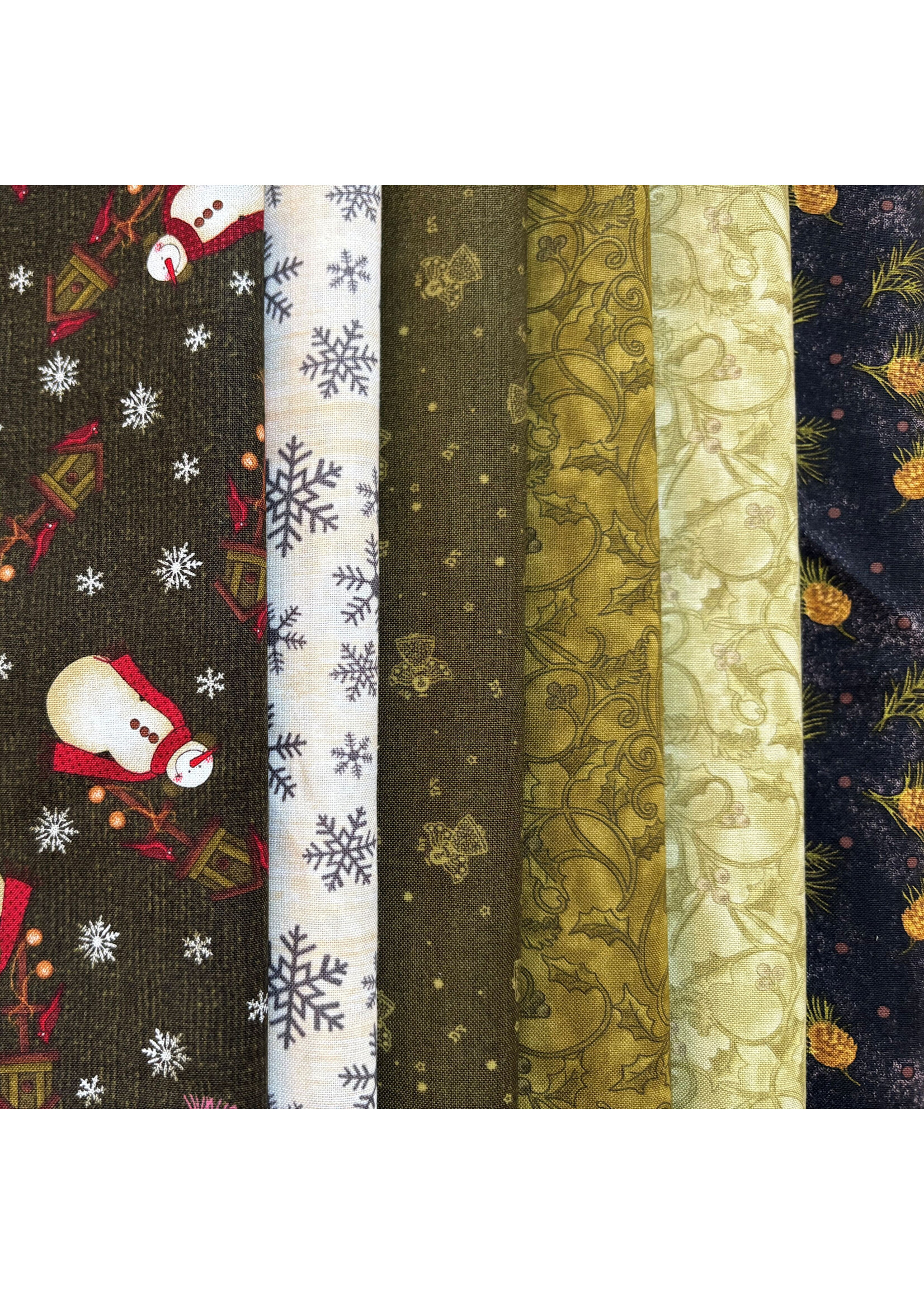 Northcott Stofpakket - Kerst Groen - 6 Long Eights