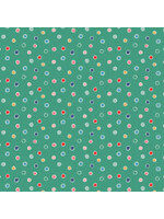 Poppie Cotton Oh What Fun - Snow Dots - Green - Coupon - 95 cm x 110 cm