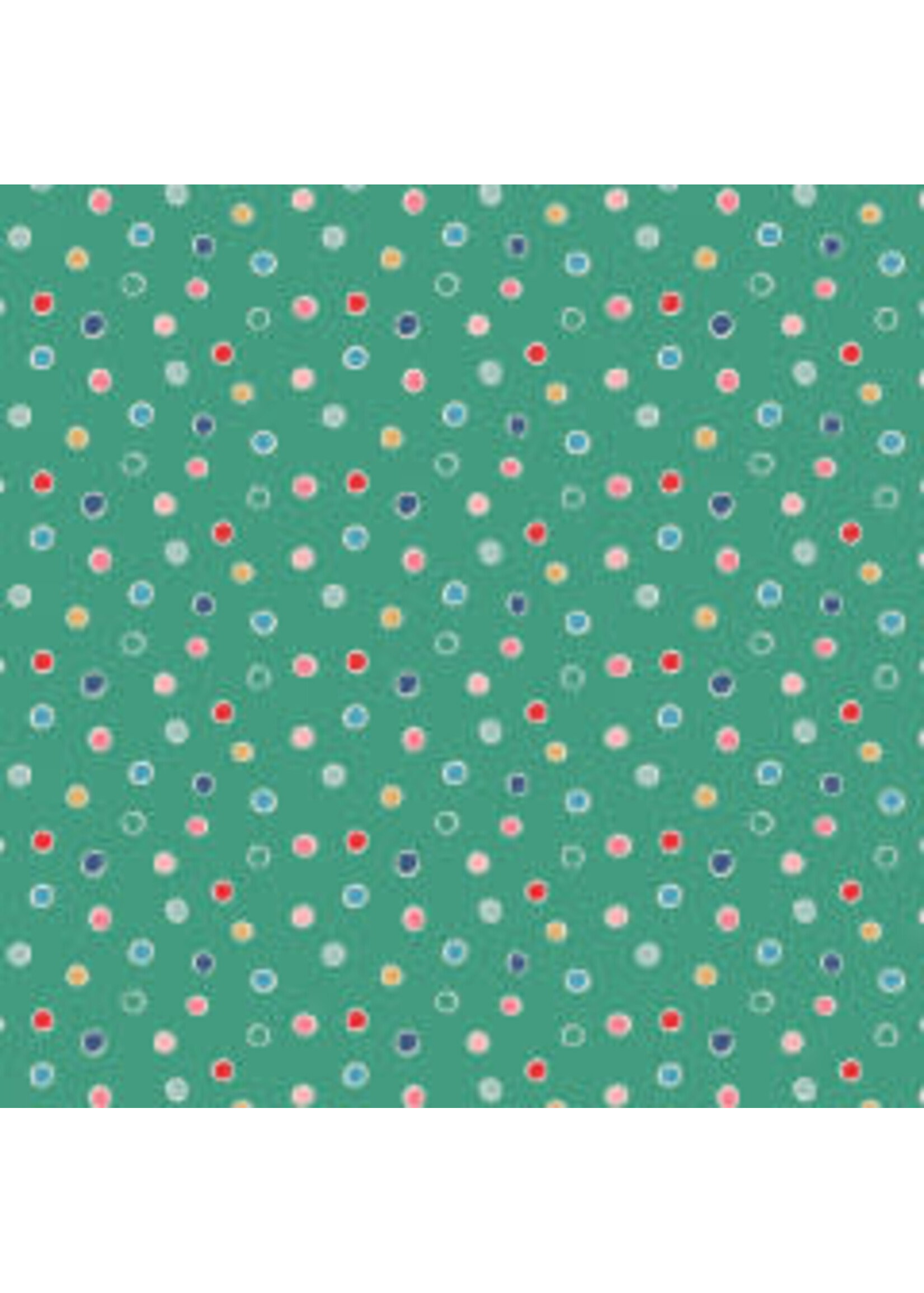 Poppie Cotton Oh What Fun - Snow Dots - Green - Coupon - 95 cm x 110 cm