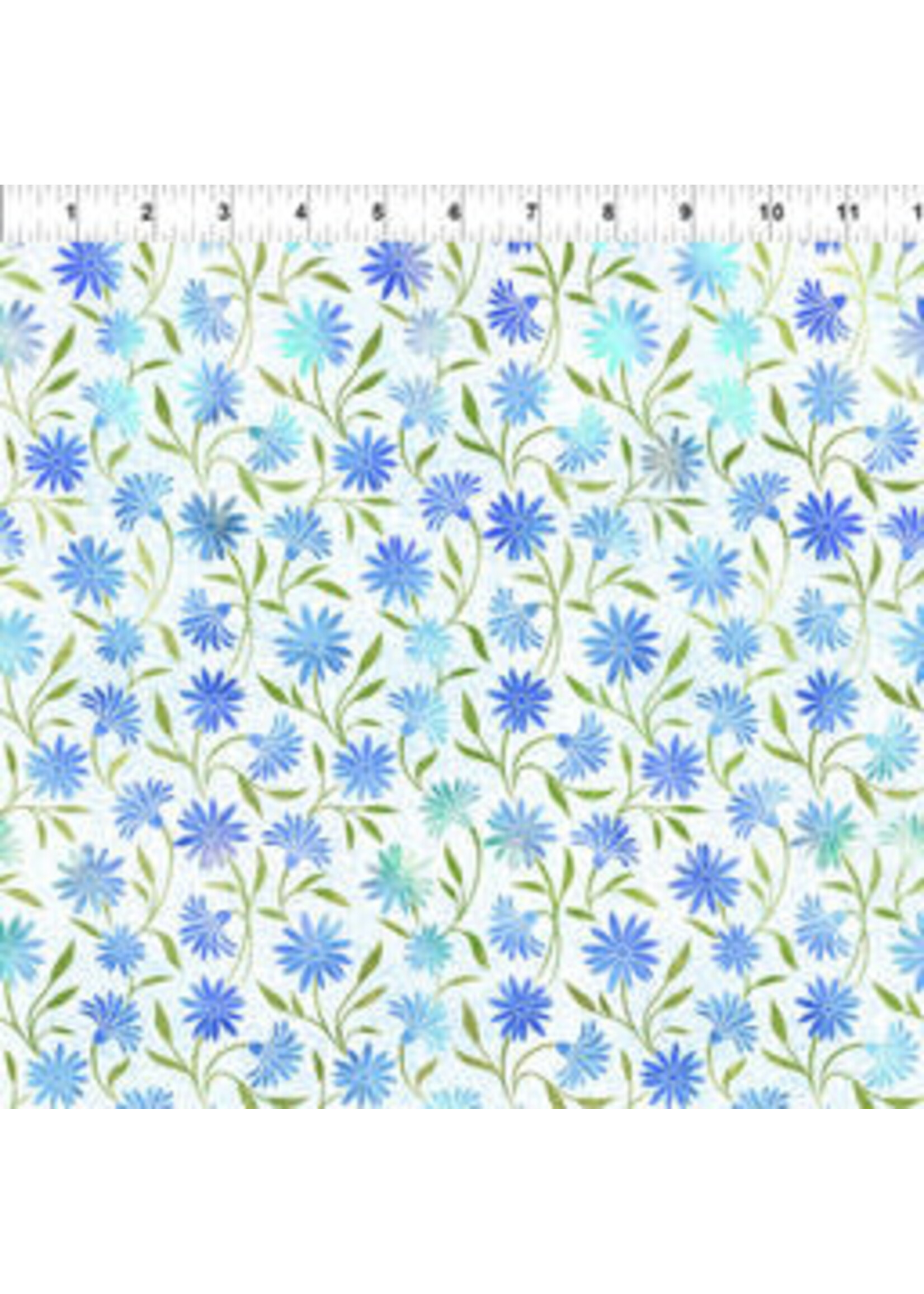 In The Beginning Garden of Dreams II - Daisies - Blue - 4JYR2 - Coupon - 85 cm x 110 cm