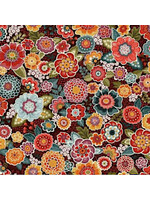 Makower Revival - Floral Brown - 56V - Coupon - 90 cm x 110 cm