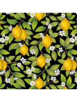 Windham Fabrics Just Fruit - Lemons - Black - Coupon - 45 cm x 110 cm