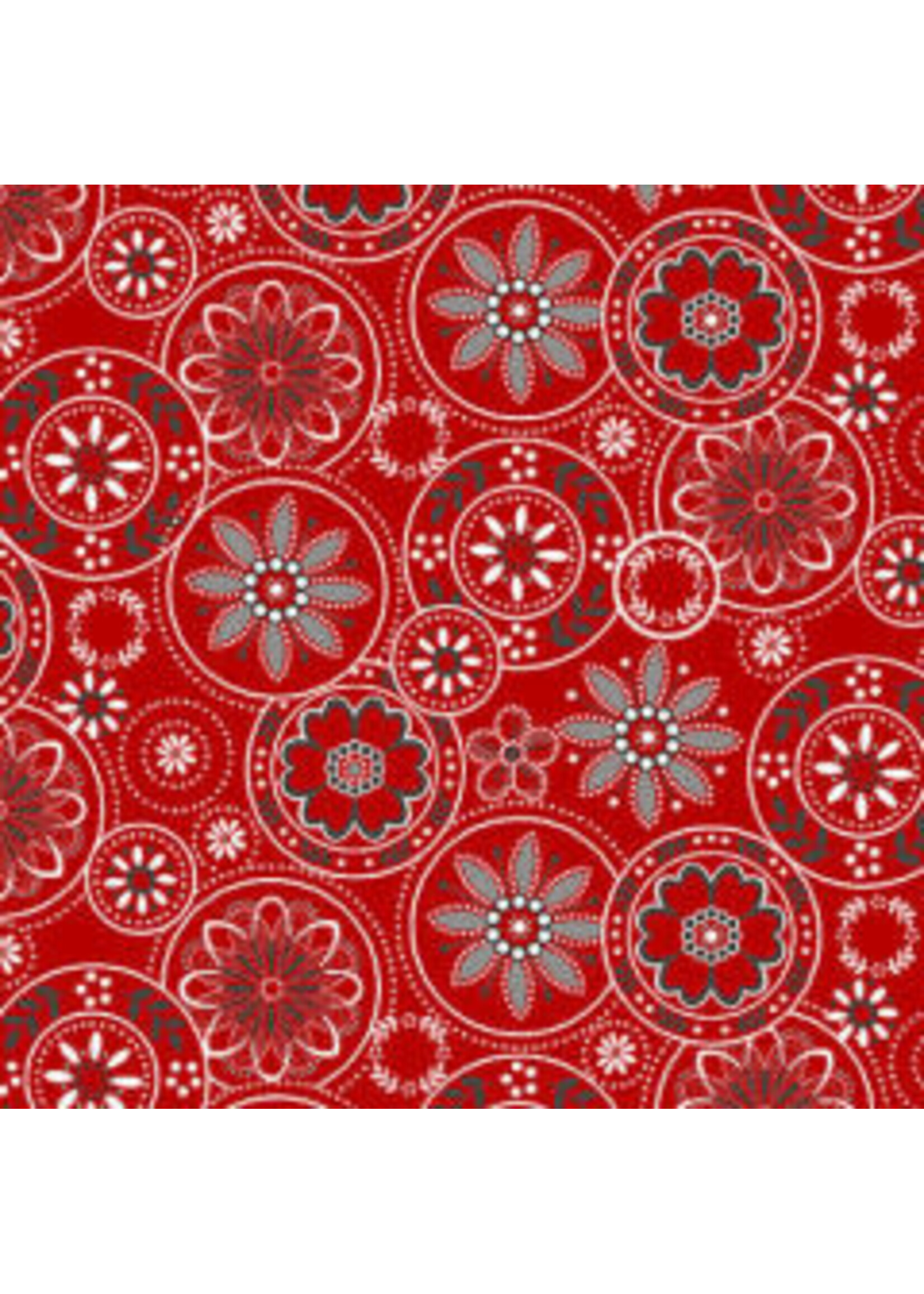 Henry Glass Fabrics Scarlet Stitches - Color Principle - Medallions - Red - Coupon - 95 cm x 110 cm