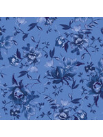 Maywood Studio Silver Jubilee - Medium Floral - Blue - Coupon - 90 cm x 110 cm