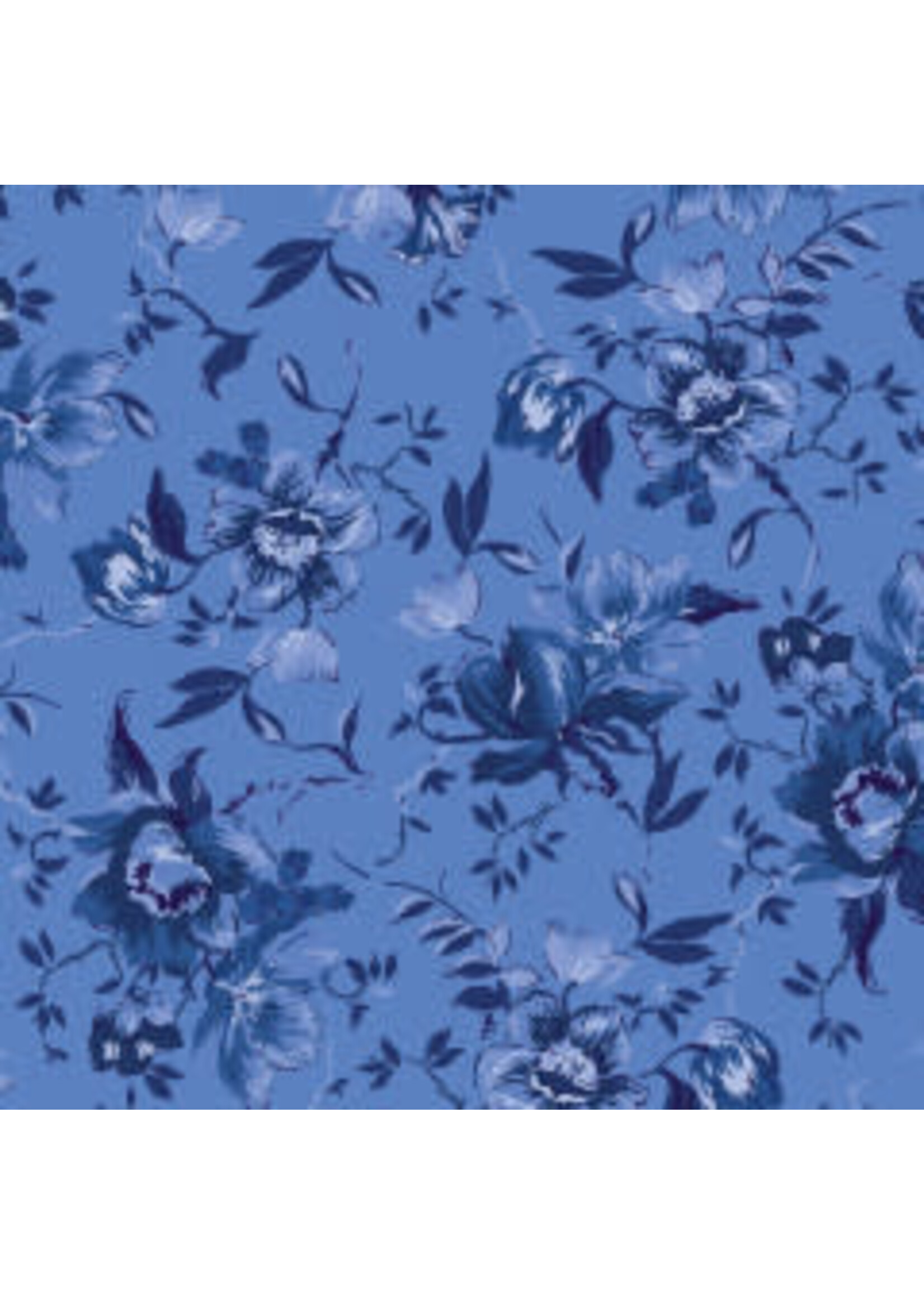 Maywood Studio Silver Jubilee - Medium Floral - Blue - Coupon - 90 cm x 110 cm