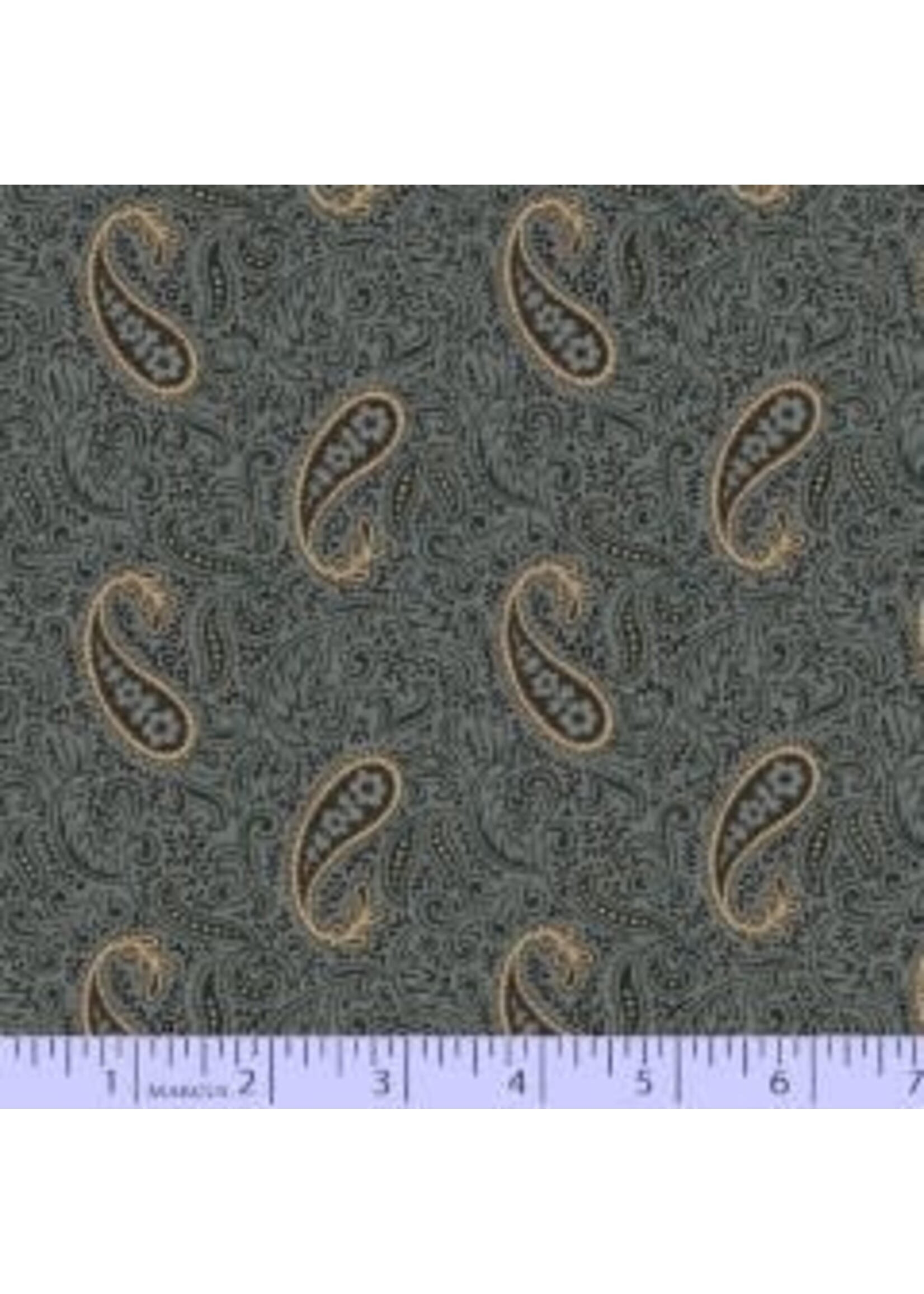 Marcus Fabrics Mrs.Miller's Aprentice - Papa's Paisley - Blue - Coupon - 95 cm x 110 cm
