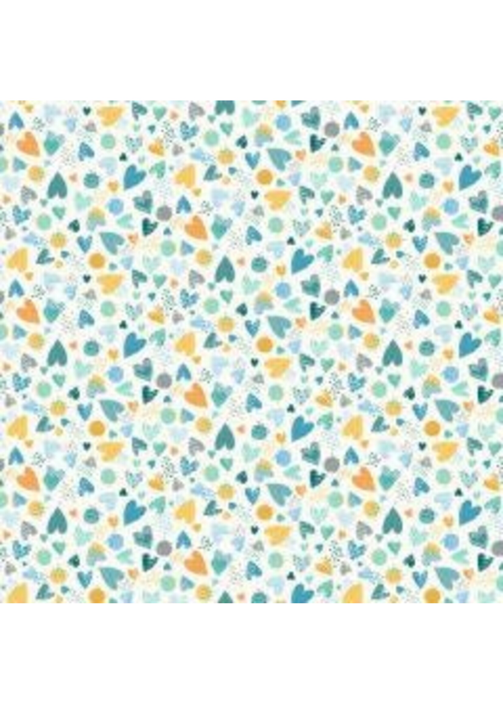 Makower Jungle - Hearts - Blue - Coupon - 80 cm x 110 cm