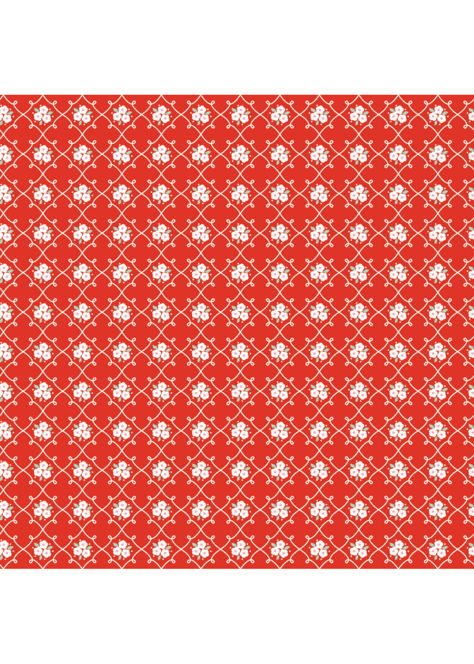 Poppie Cotton Market Day - Rosie Fence - Red
