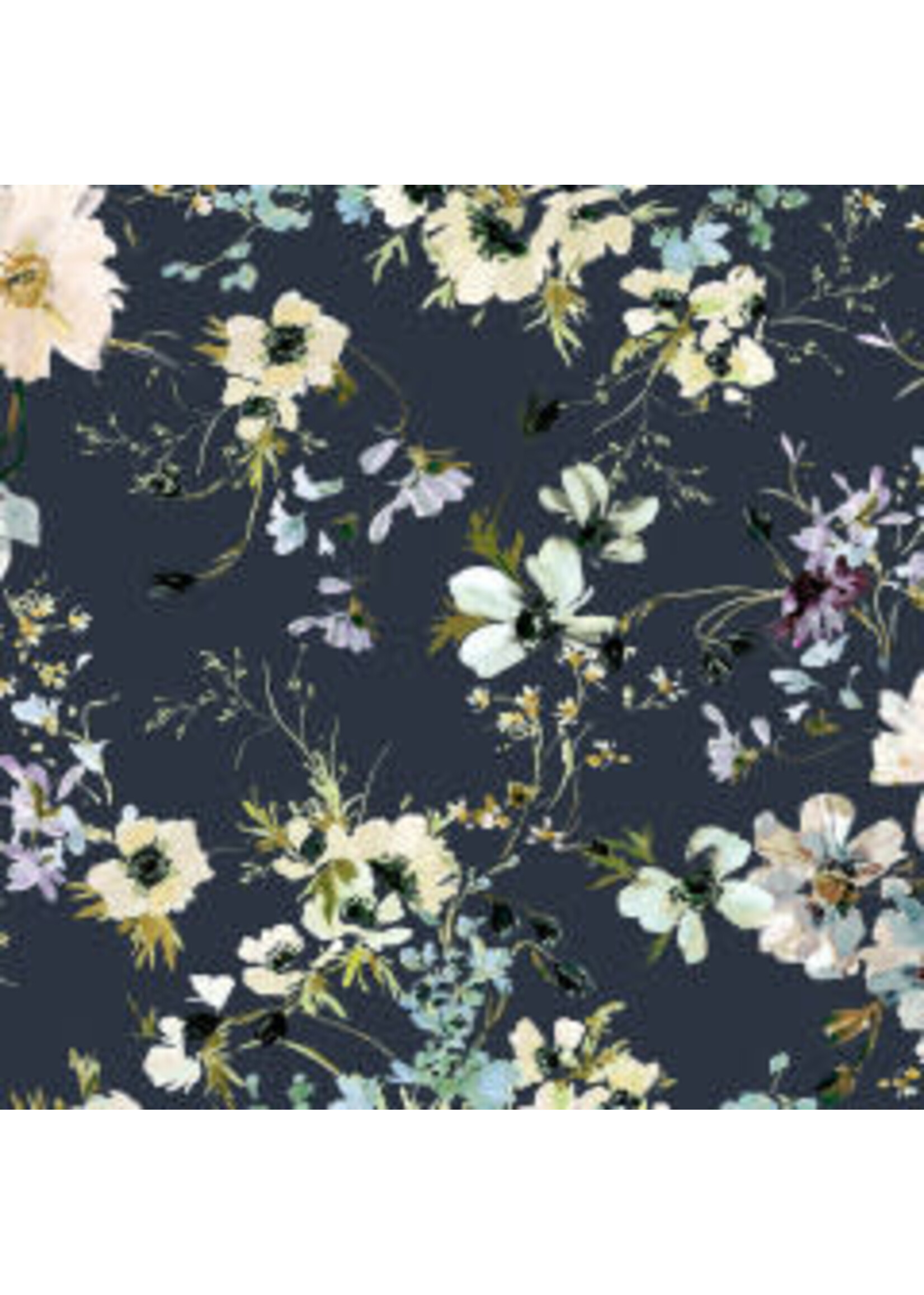 Windham Fabrics Perennial - Wild Anemone - Indigo - Coupon - 100 cm x 110 cm