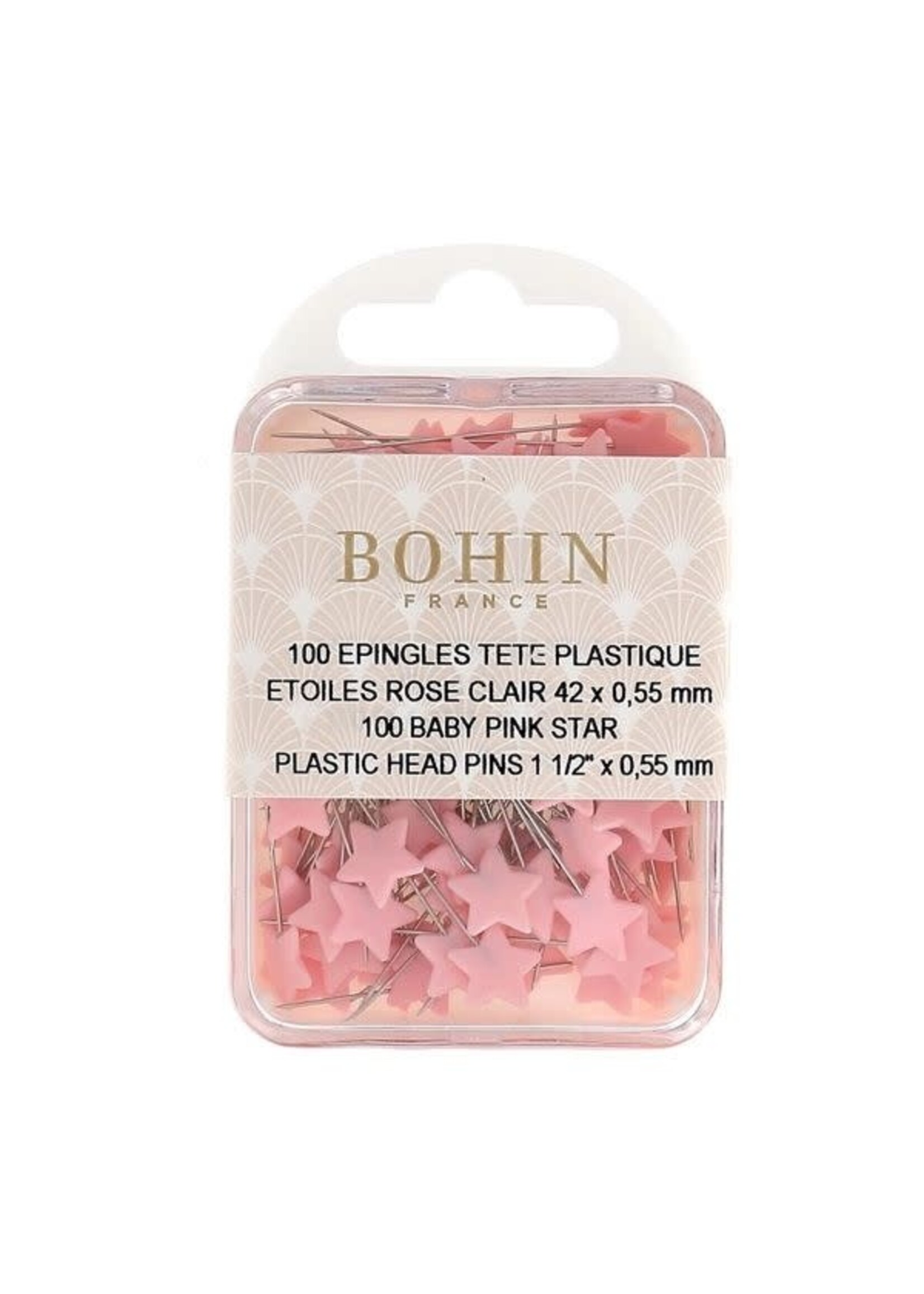 Bohin Spelden - Kopspelden Ster - Roze - 42 x 0.55 mm