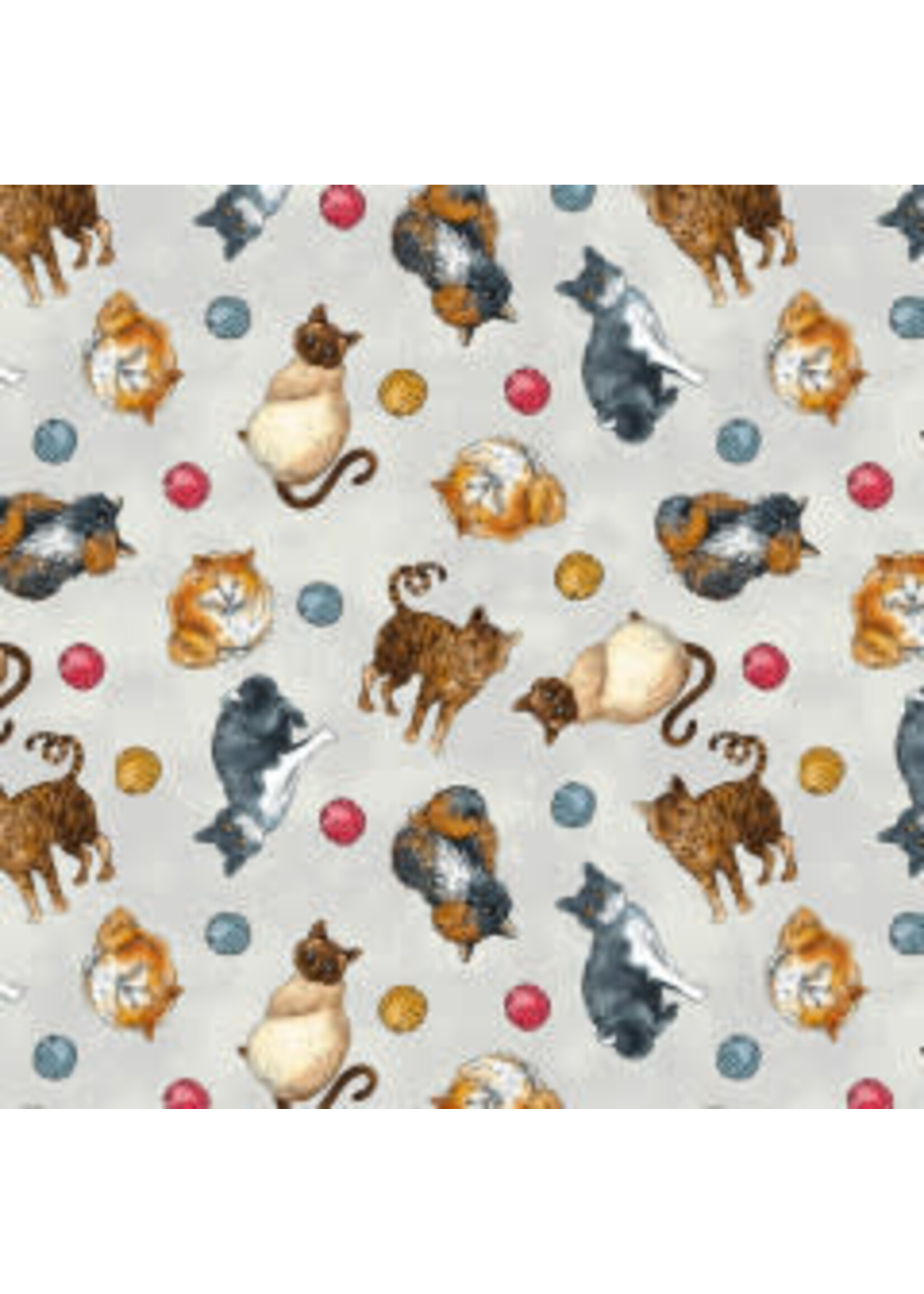 Henry Glass Fabrics Cat Rescue - Gray - Coupon - 55 cm x 110 cm