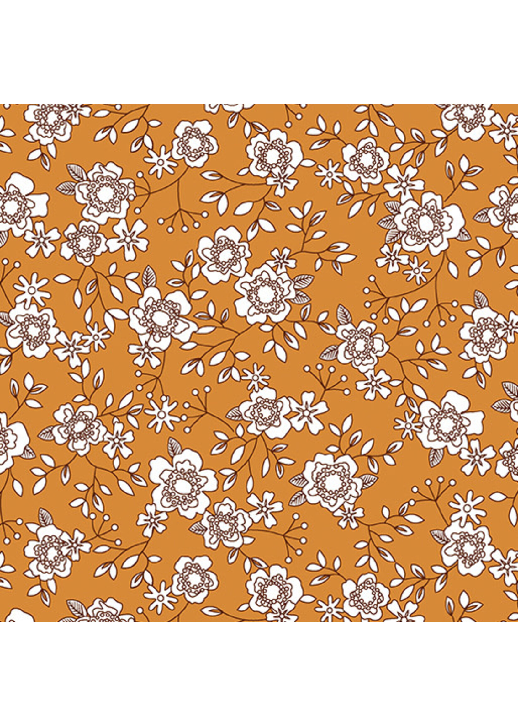 Benartex Studio Wander Lane - Winter Rose - Pumpkin