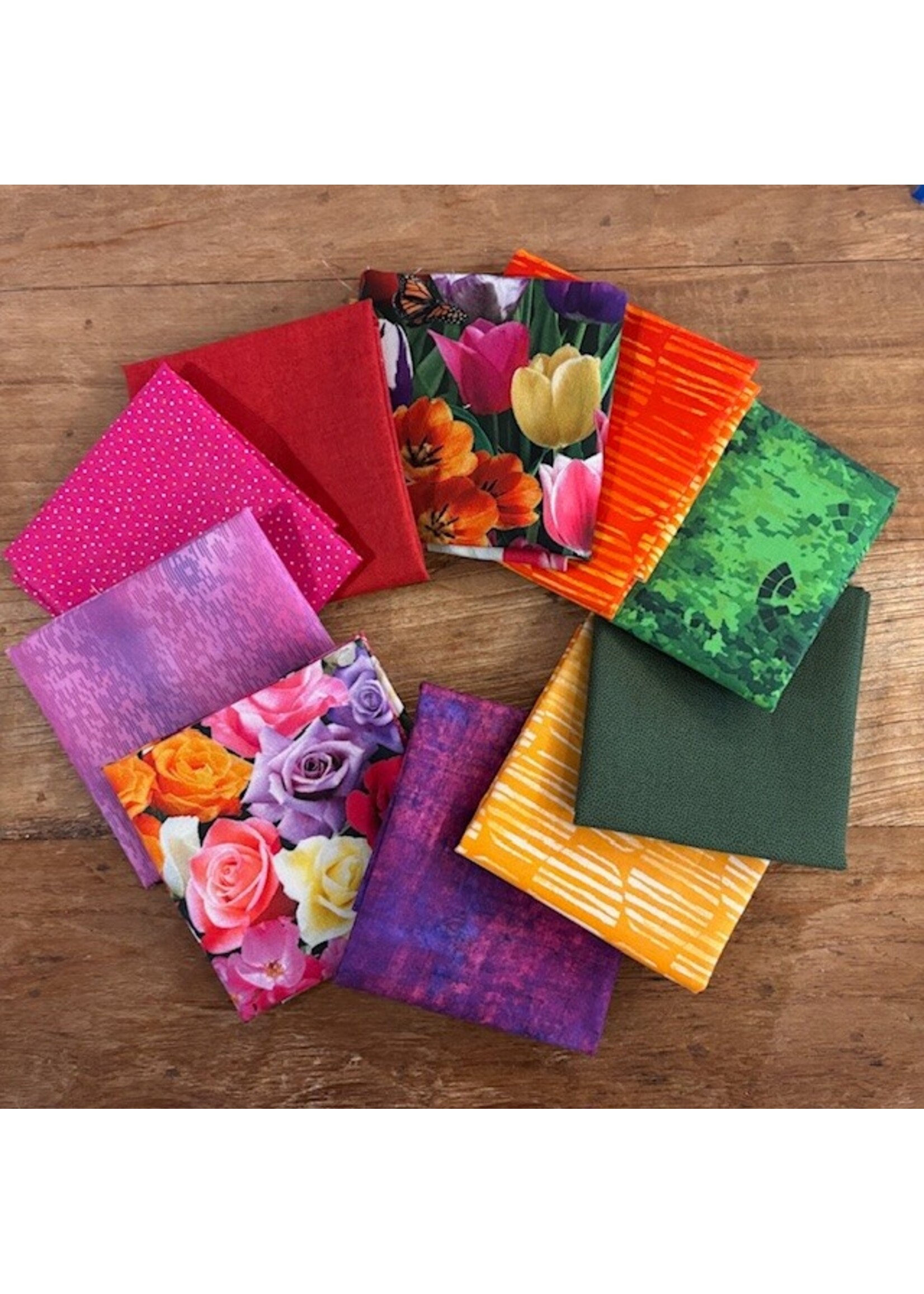 Stofpakketje - Tulp, Roos - Holland - 10 Fat Eights