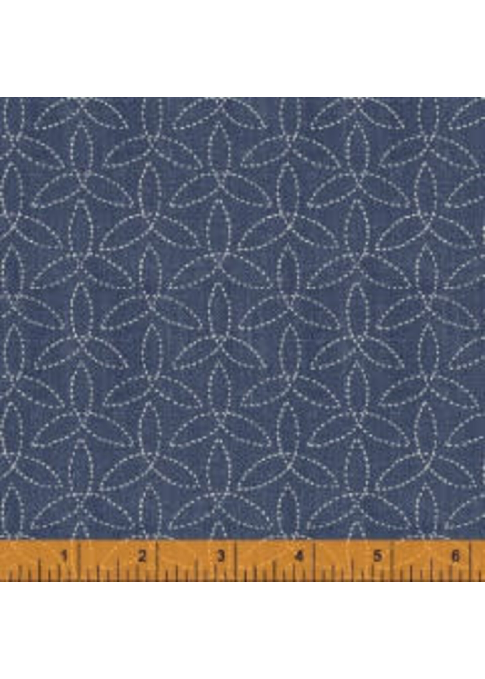 Windham Fabrics Sashiko - Petals - Blue White - Coupon - 85 cm x 110 cm