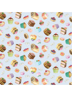 Elizabeth's Studio Fancy Tea - Pastries - Blue - Coupon - 95 cm x 110 cm