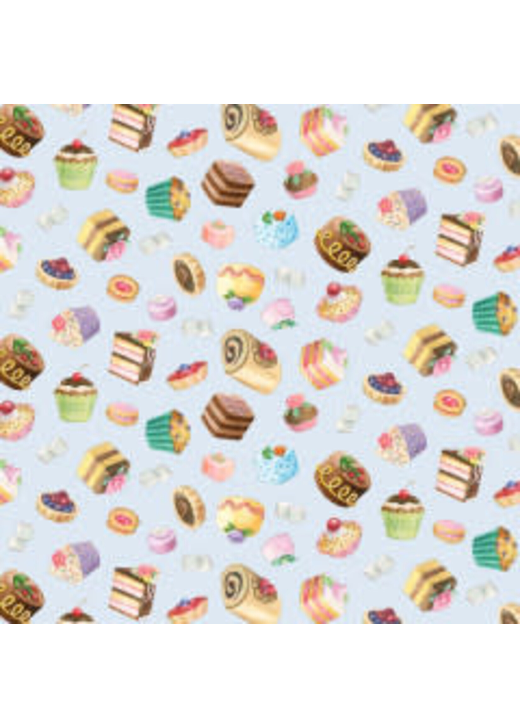 Elizabeth's Studio Fancy Tea - Pastries - Blue - Coupon - 95 cm x 110 cm