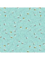 Benartex Studio Playhouse Pals - Sunny Bees - Medium Turquoise - Coupon - 80 cm x 110 cm