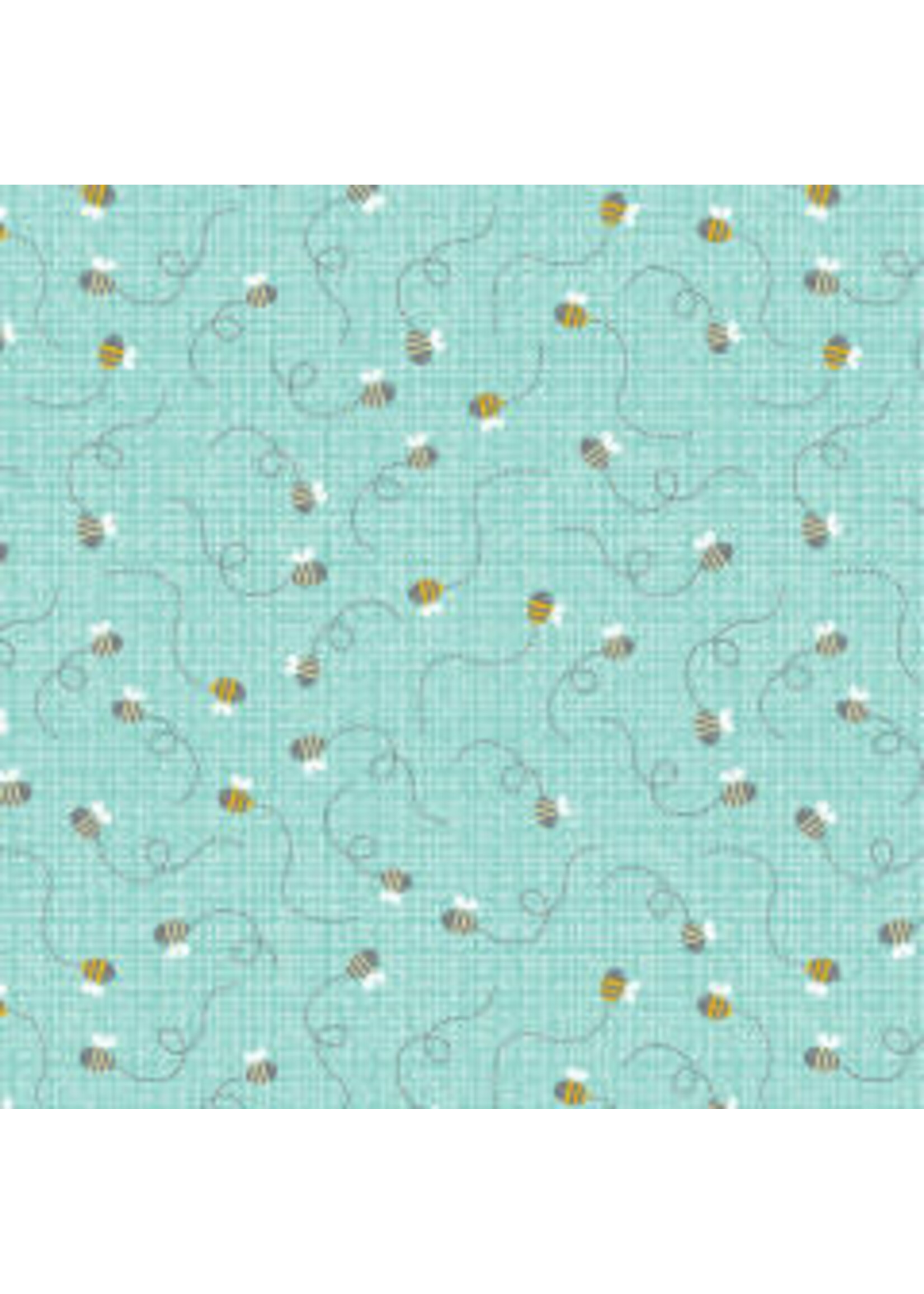 Benartex Studio Playhouse Pals - Sunny Bees - Medium Turquoise - Coupon - 80 cm x 110 cm