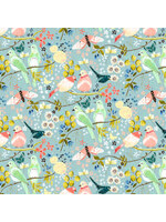 Poppie Cotton Serenity Blooms - Morning Song - Blue - Coupon - 85 cm x 110 cm