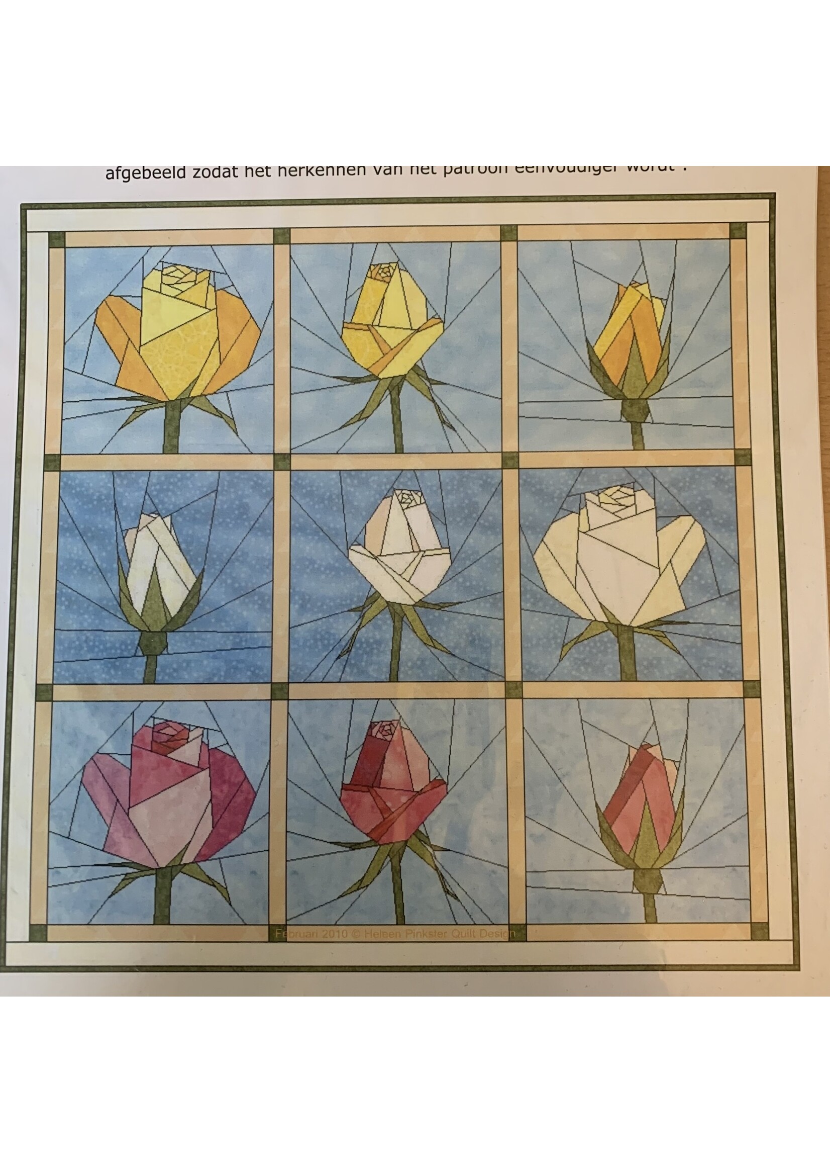 Heleen Pinkster Patroon Foundation Piecing - Ik geef je een roosje mijn roosje