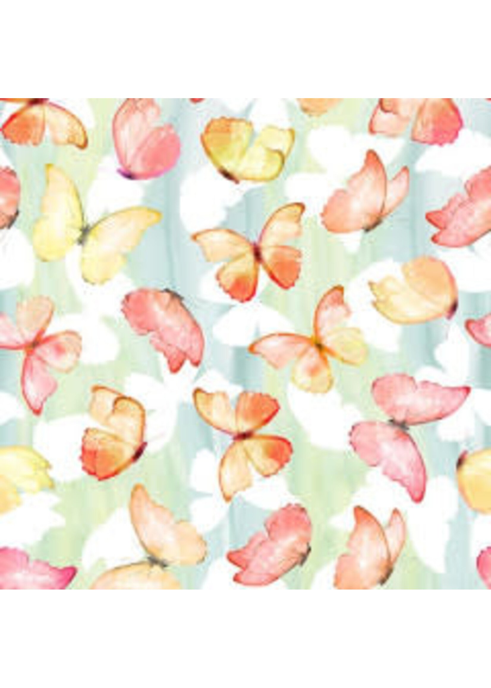 In The Beginning The Patricia Collection - Butterflies - Soft Multi - Coupon - 90 cm x 110 cm