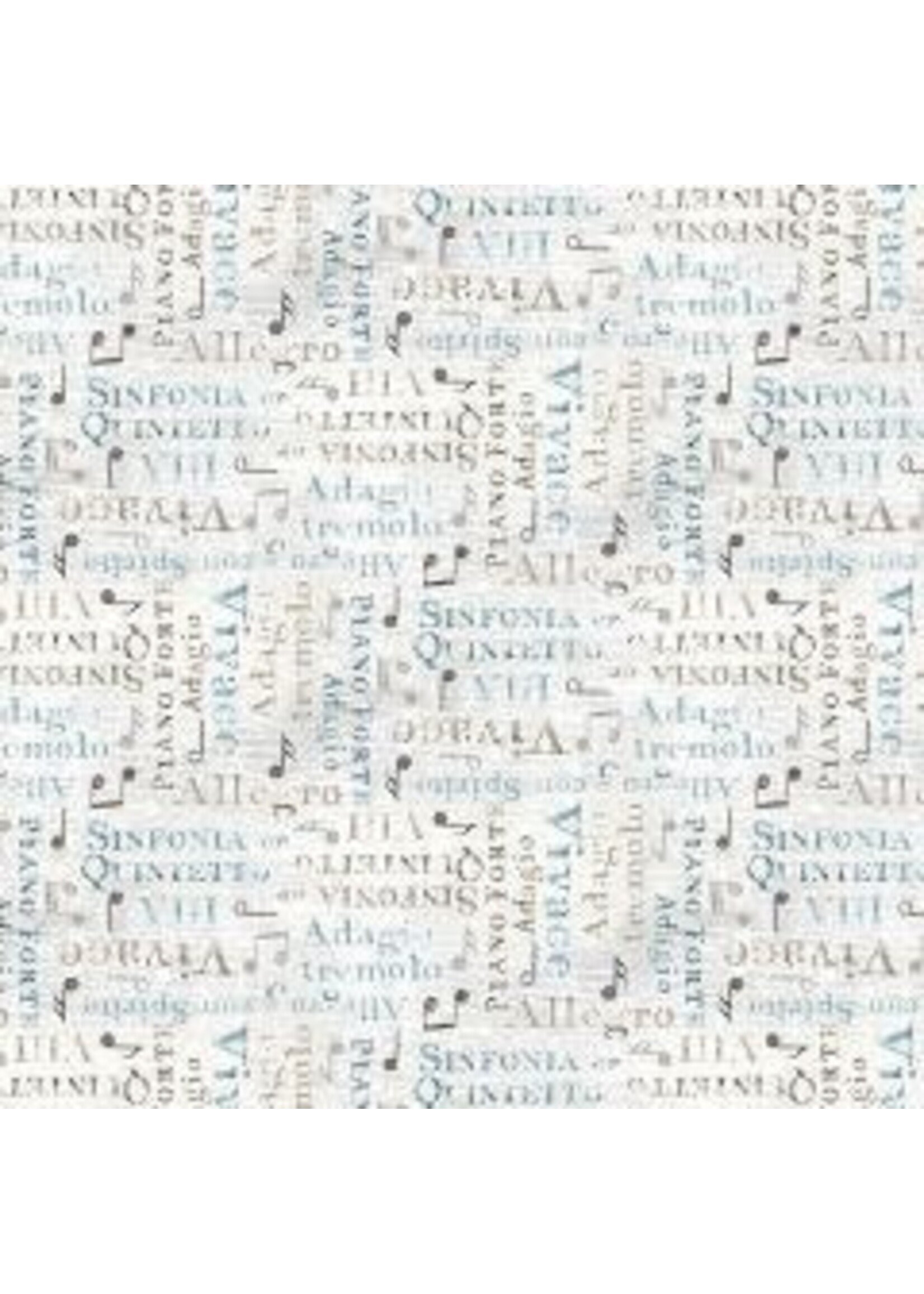 Wilmington Prints Interlude - Words Allover - White - Coupon - 80 cm x 110 cm