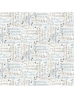 Wilmington Prints Interlude - Words Allover - White