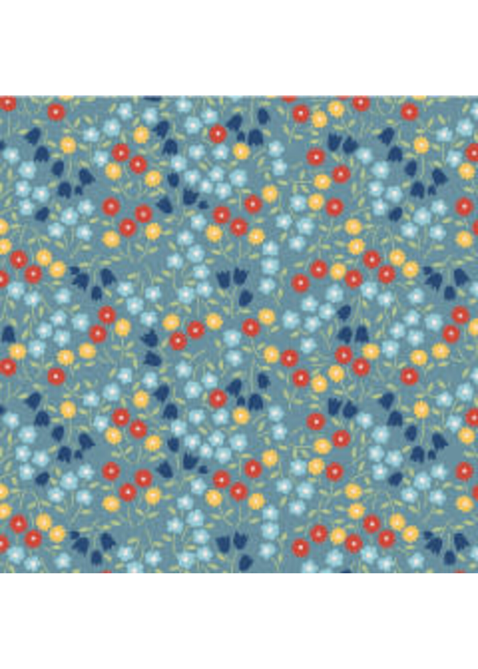 Windham Fabrics Forget Me Not - Ditsy Floral - Slate - Coupon - 100 cm x 110 cm