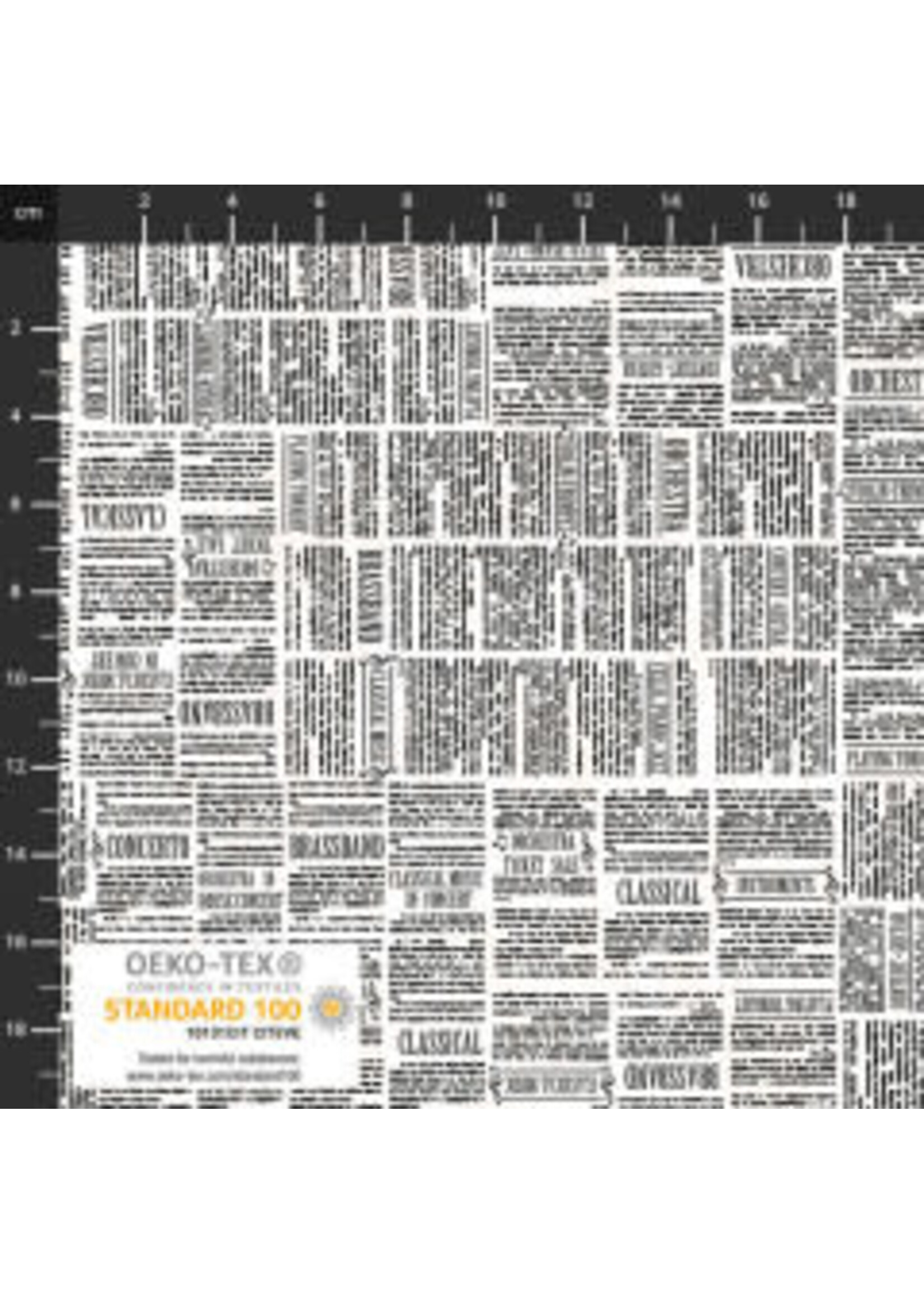 Stof Fabrics Black and White Notes - 4502-609 - Coupon - 100 cm x 110 cm