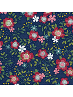 Benartex Studio Wander Lane - Primrose Path - Navy - Coupon - 100 cm x 110 cm