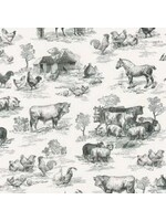 Robert Kaufman Down On The Farm - Black - Digital - Coupon - 100 cm x 110 cm