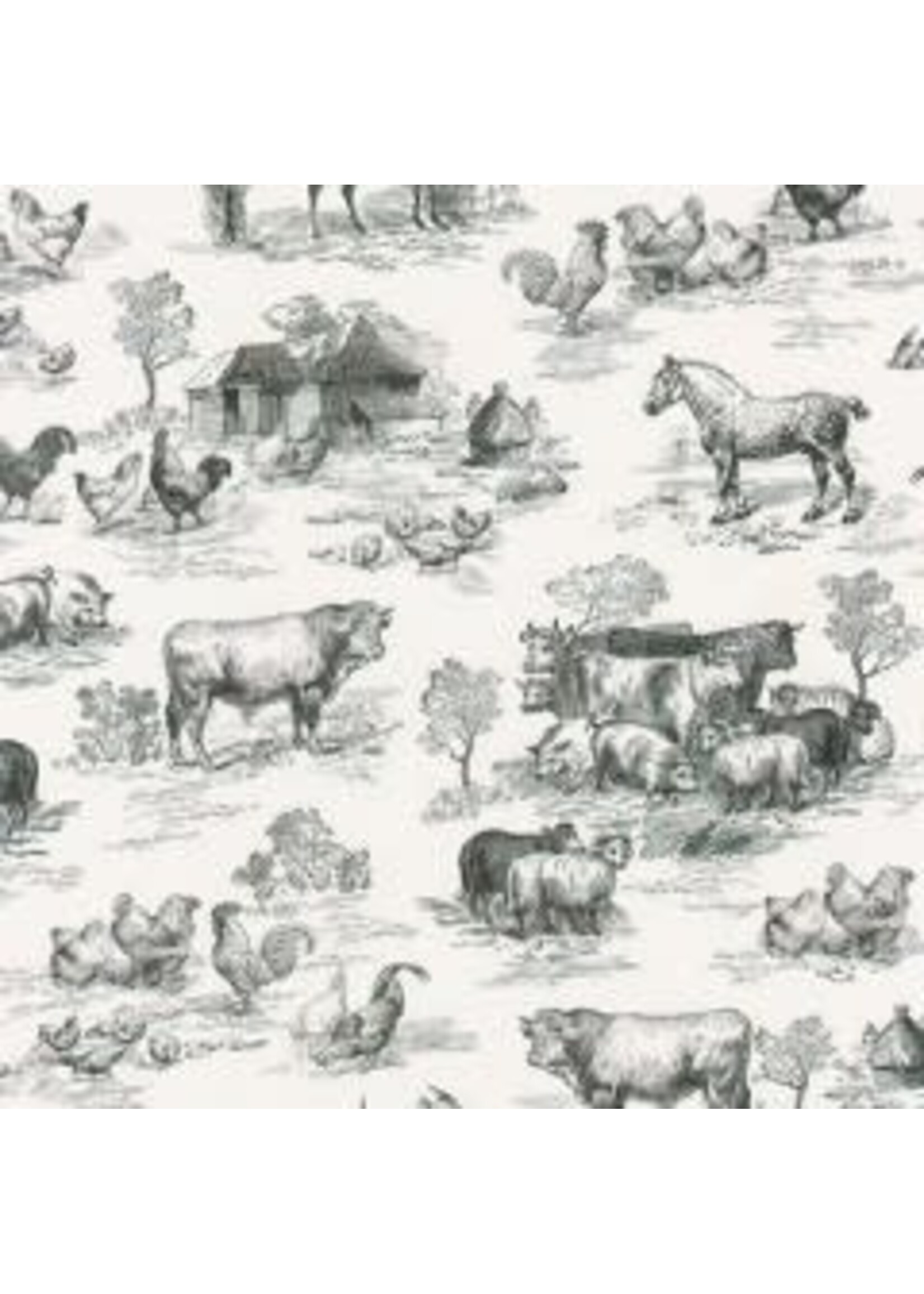 Robert Kaufman Down On The Farm - Black - Digital - Coupon - 100 cm x 110 cm
