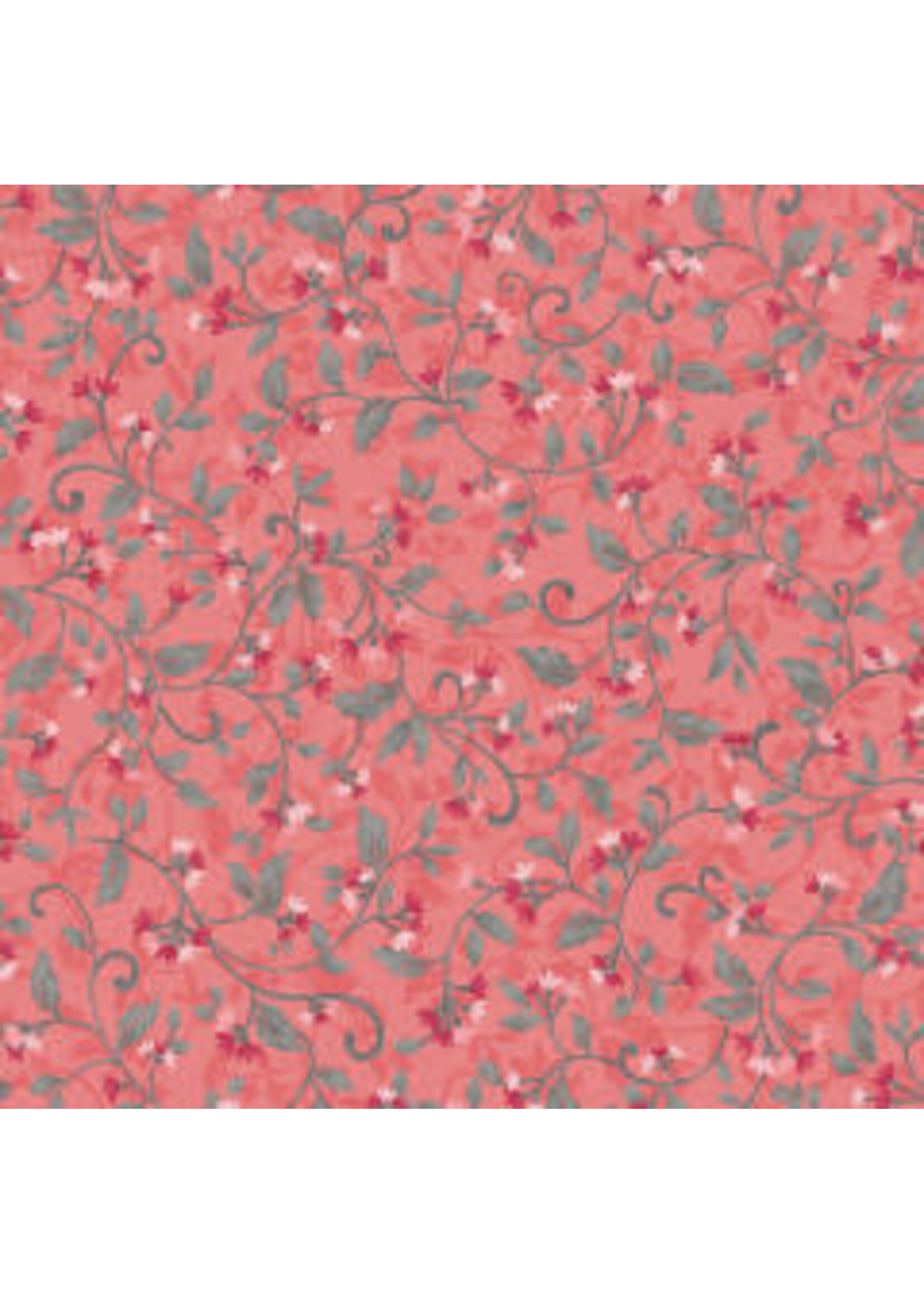 Benartex Studio Wander Lane - Snowdrop - Coral - Coupon - 100 cm x 110 cm