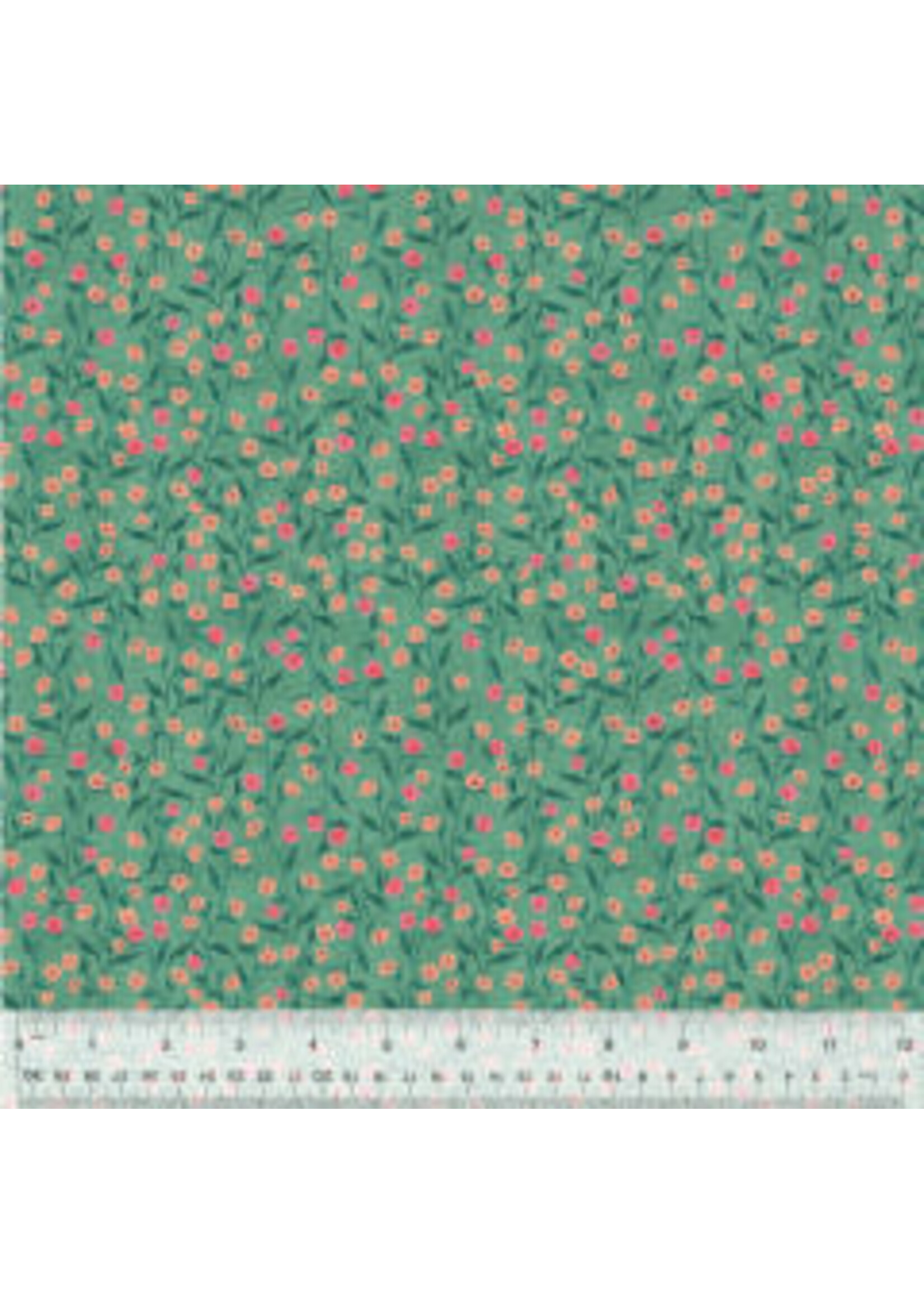 Windham Fabrics Poppy - Ditsy Vine - Teal - Coupon - 100 cm x 110 cm